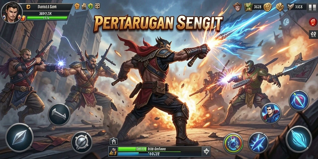 Tangkapan layar utama dari gameplay Fighting yang intens.