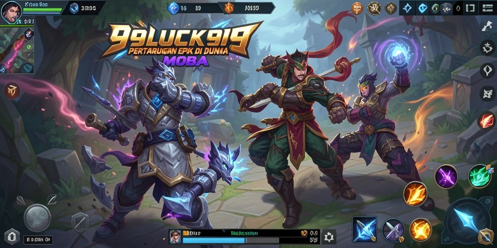 Gameplay seru dengan pertarungan tim MOBA yang kompetitif.