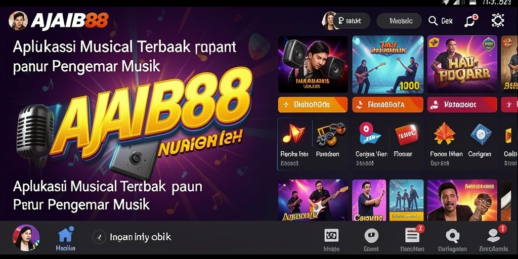 Tampilan gameplay utama AJAIB88 yang menampilkan berbagai musik dan fitur interaktif.
