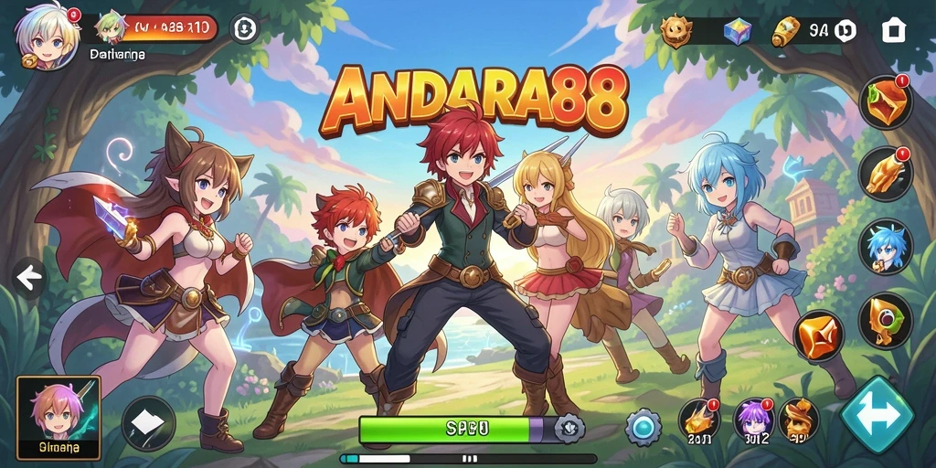 Tampilan gameplay seru dengan karakter anime yang menarik.