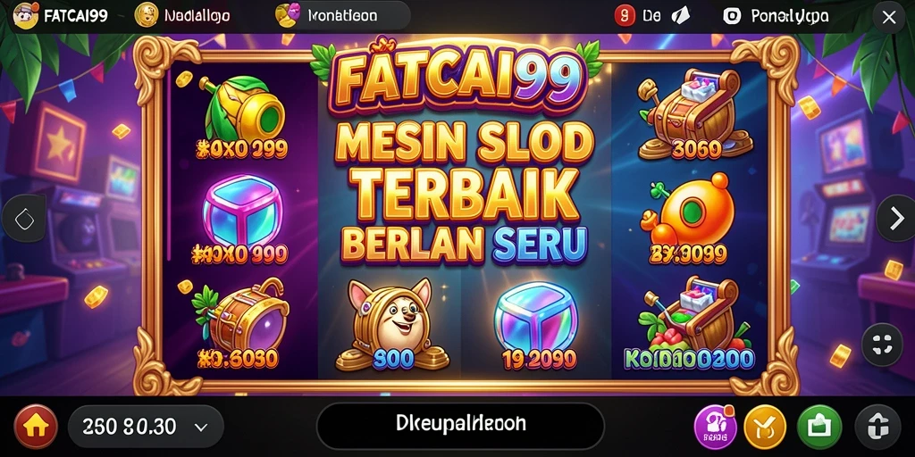 Screenshot utama FATCAI99 menampilkan gameplay dengan gulungan berputar.