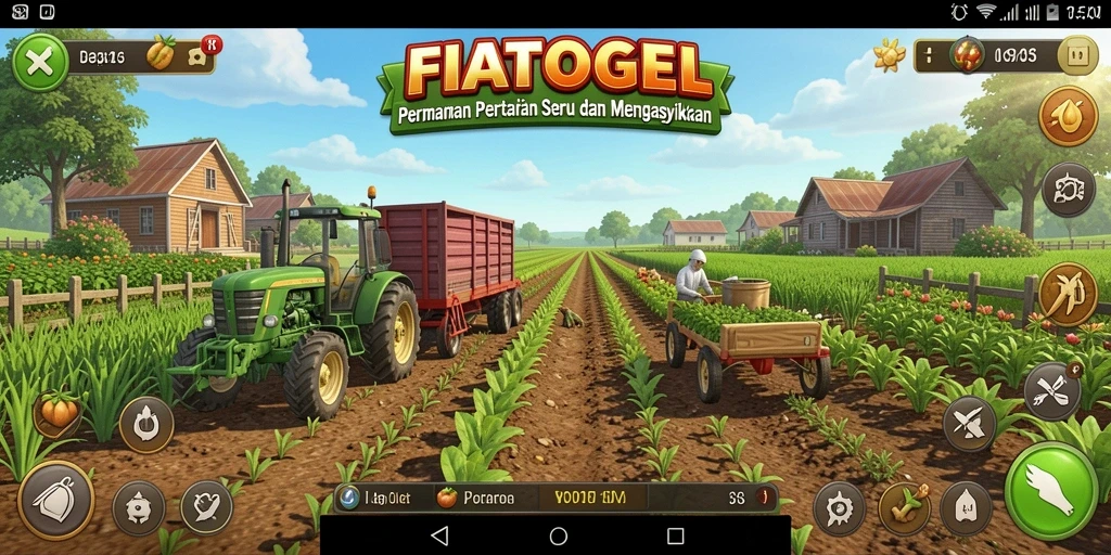 Tampilan gameplay seru dalam pertanian virtual FIATOGEL.