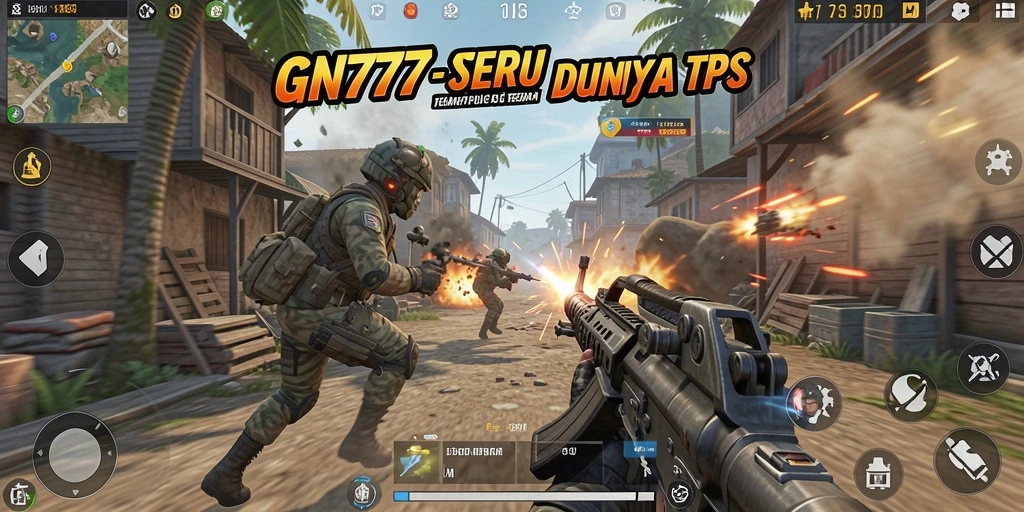 Tangkapan layar gameplay GN777 menampilkan aksi tembak-menembak seru dan strategi tim.