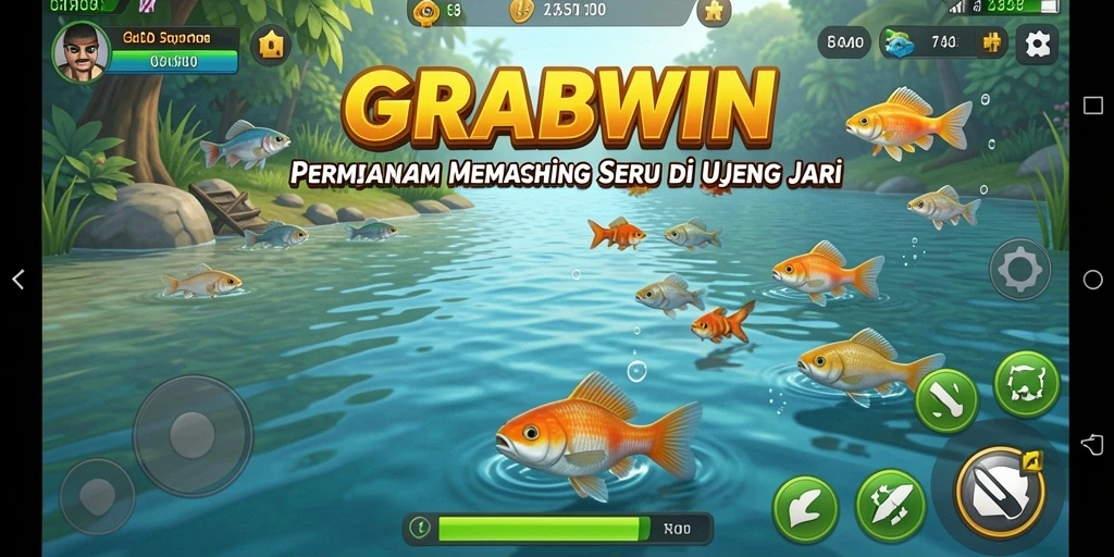 Tampilan gameplay memancing yang menarik di GRABWIN.