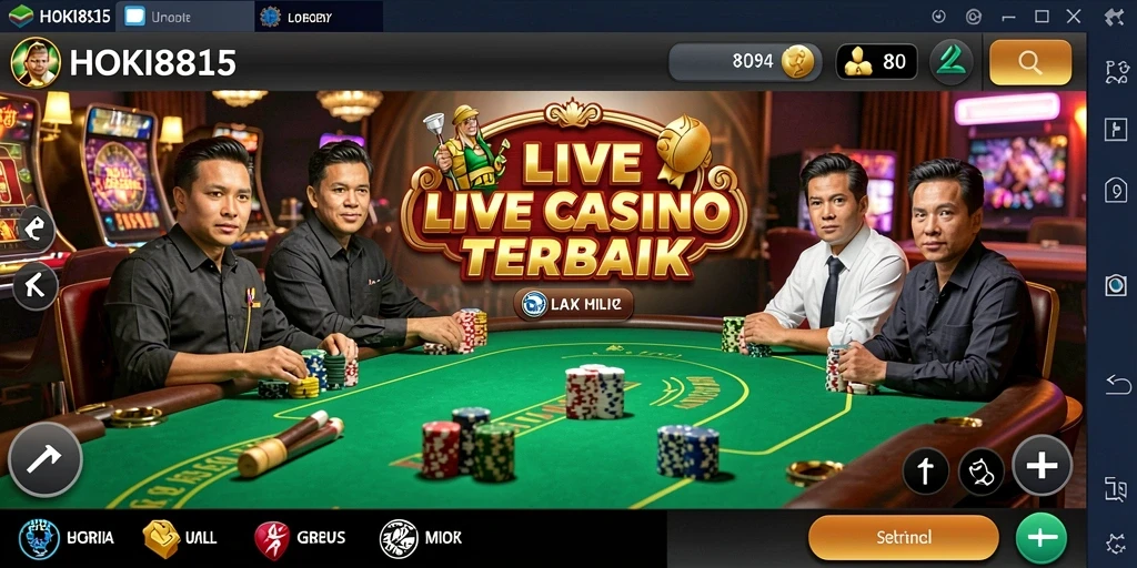 Tampilan gameplay HOKI8815 dalam suasana Casino Live.