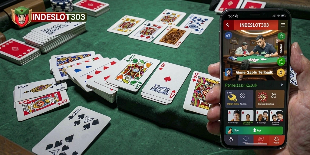 Screenshot INDESLOT303 menampilkan gameplay Gaple yang seru dan interaktif.