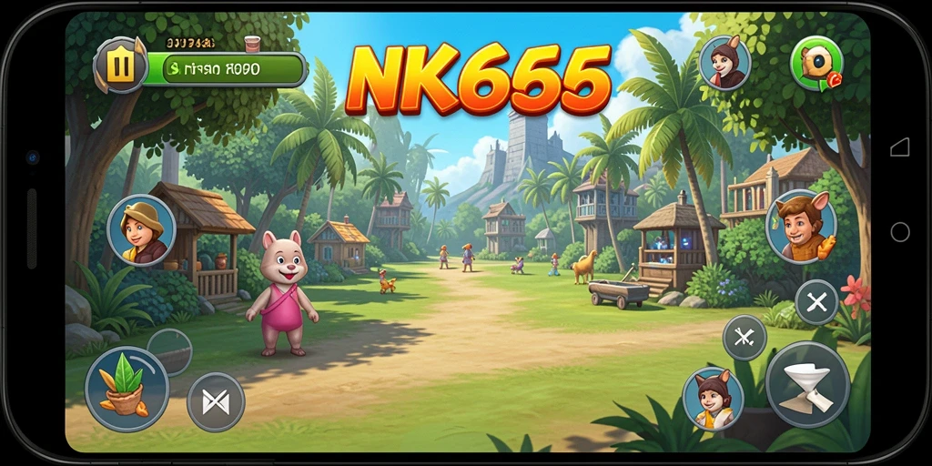 Tampilan gameplay NK666 yang ceria dan menghibur.