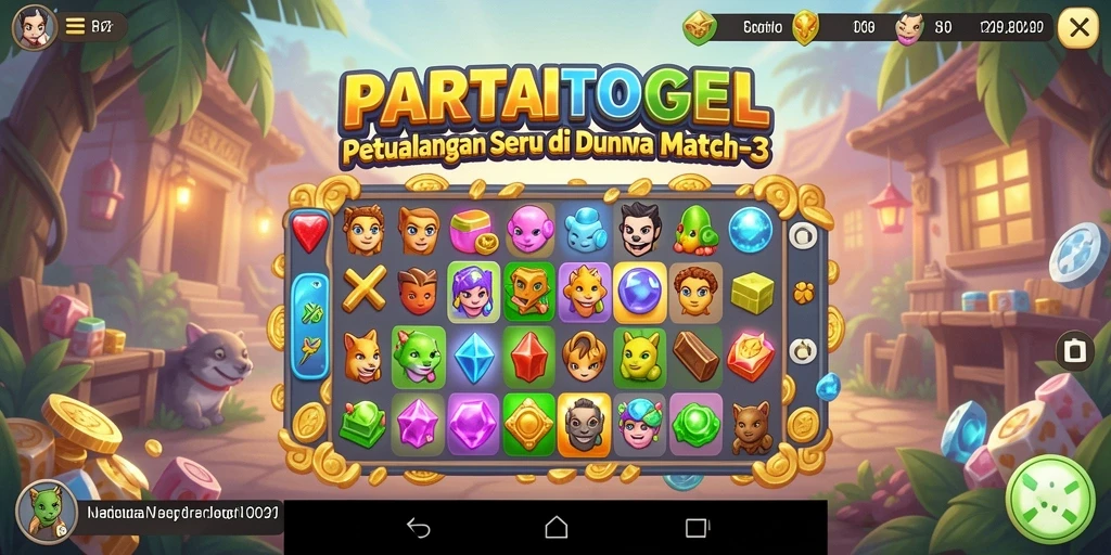 Tampilan gameplay seru dari PARTAITOGEL dengan permata berwarna-warni.