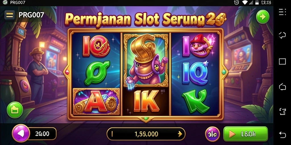 Screenshot gameplay <strong>PRG007</strong> dengan tampilan gulungan dan simbol menarik.