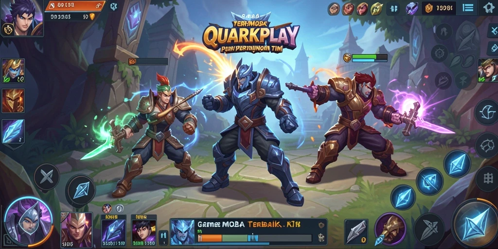 Tampilan aksi seru dari gameplay MOBA di QUARKPLAY.