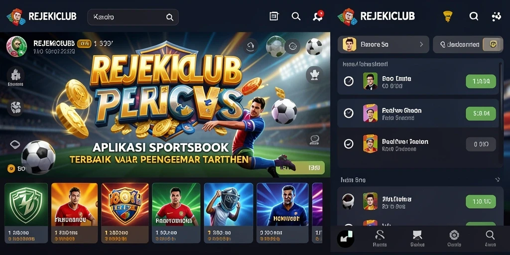 Tampilan menarik dari REJEKICLUB menampilkan fitur taruhan olahraga.