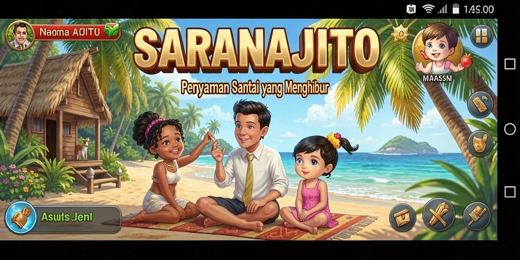 Screenshot utama SARANAJITU menampilkan gameplay yang menarik dan santai.