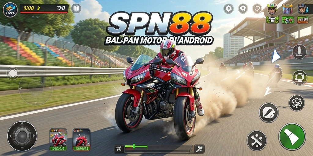 Tampilan gameplay seru dan balapan motor yang mendebarkan.