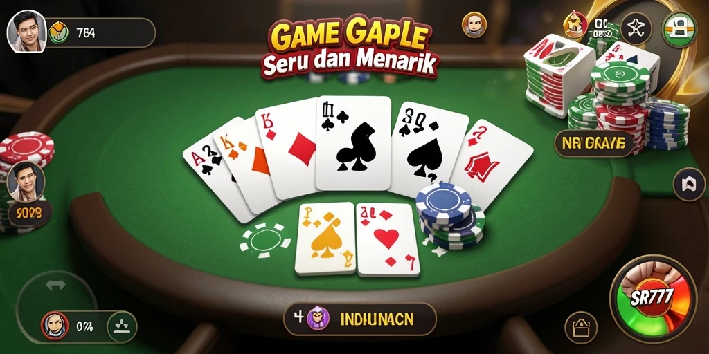 Screenshot SR777 menampilkan gameplay Gaple yang seru dan interaktif.