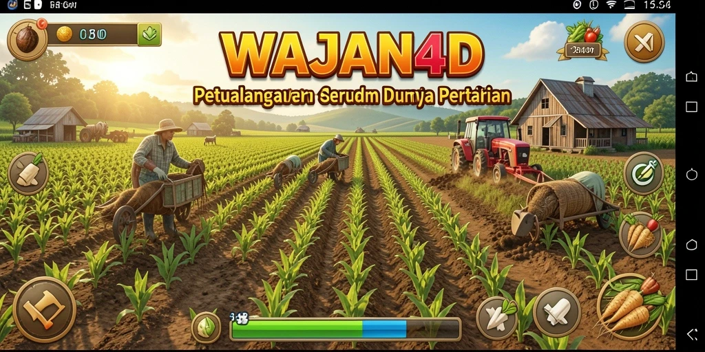Tangkapan layar gameplay WAJAN4D menunjukkan petualangan seru di ladang pertanian.